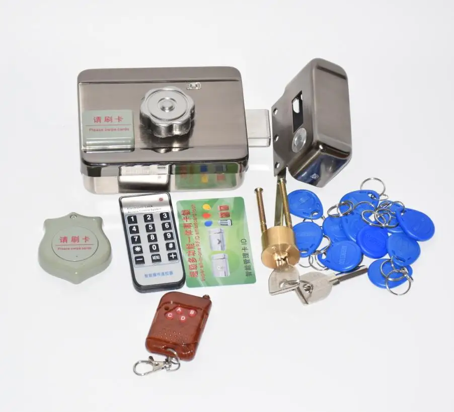 1 2 3 4 remote controls electronic lock kit DC12V integrated RFID card electronic gate door locks reading &rotating open