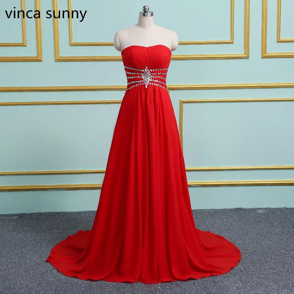 

vinca sunny Strapless Evening Dresses Red Simple Long A Line Lace Up Back Plus size Party Gown 2021 vestidos de festa longo