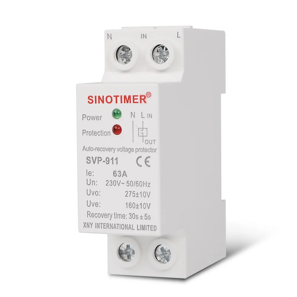 230V AC 40A Din Rail Automatic Recovery Reconnect Over Under Voltage Relay Protective Device Protector Overvoltage Protection