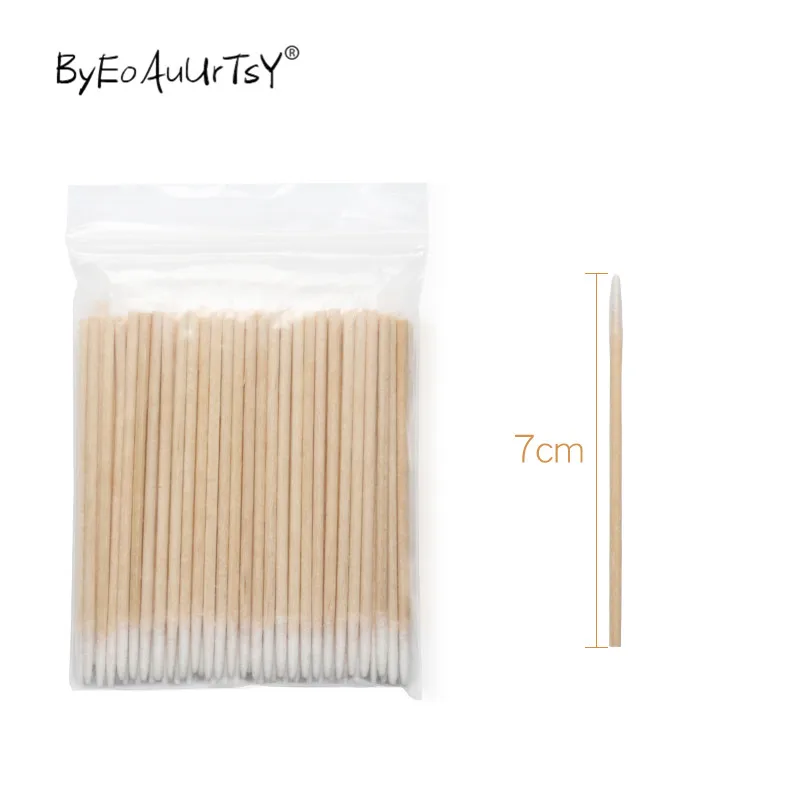 Disposable Ultra-small Cotton Swab Lint Free Micro Brushes Wood Cotton Buds Swabs Glue Removing Tools for Eyelash Extension