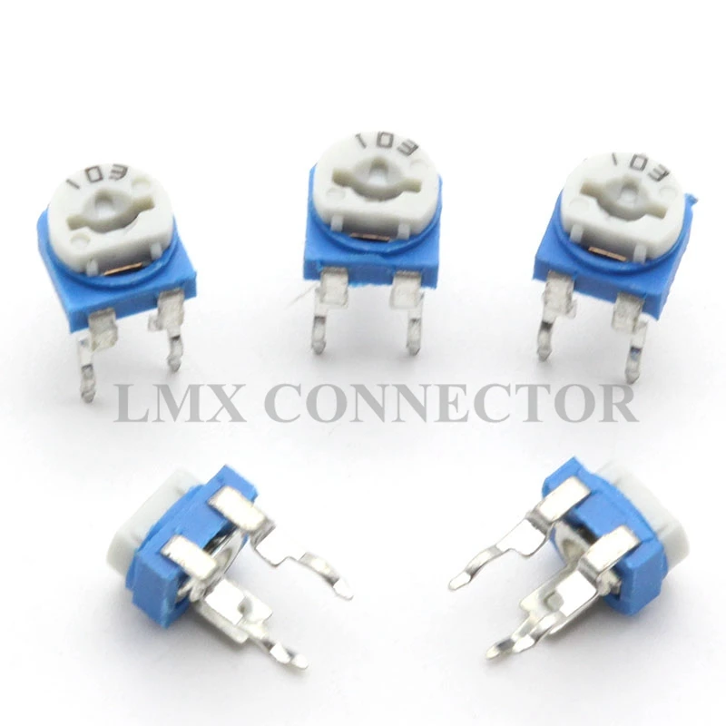 20PCS RM065 Carbon Film Horizontal Trimming Potentiometer 502 5K Blue White Variable Resistors For Electronic experiment