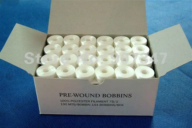 

144pcs per box machine embroidery bottom threads,75D/2 prewound bobbin thread +free shipping