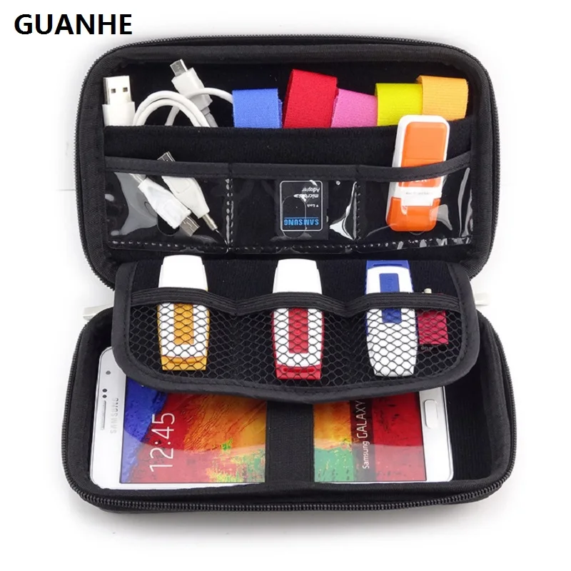 

GUANHE 2.5" Bag Case EVA Hard Drive Case 2.5 Compatible Cable Earphone SD Card U Disk HDD SSD For WD My Passport