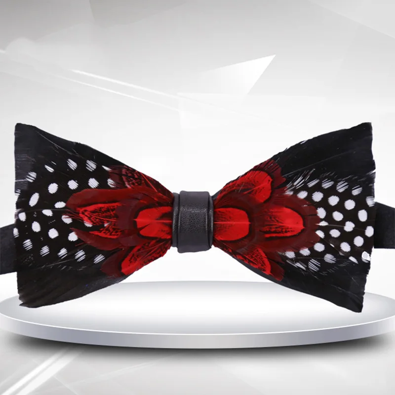 Feather Bow Ties For Men Bowtie British Self Tie Elegant Men Wedding Bow Tie Cravat Necktie Collar Neck Tie Cravate Pour Homme