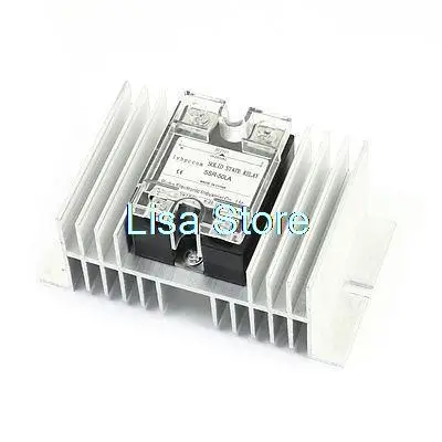 

SSR-50LA 4-20mA to AC28-280V 50A Silver Tone Heatsink 1 Phase Solid State Relay