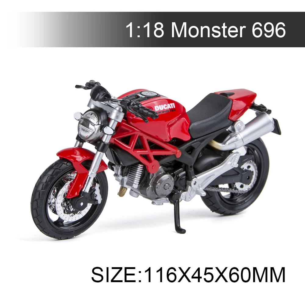 Maisto 1:18 Motorcycle Models Ducati Monster 696 Red Diecast Moto Miniature Race Toy For Gift Collection