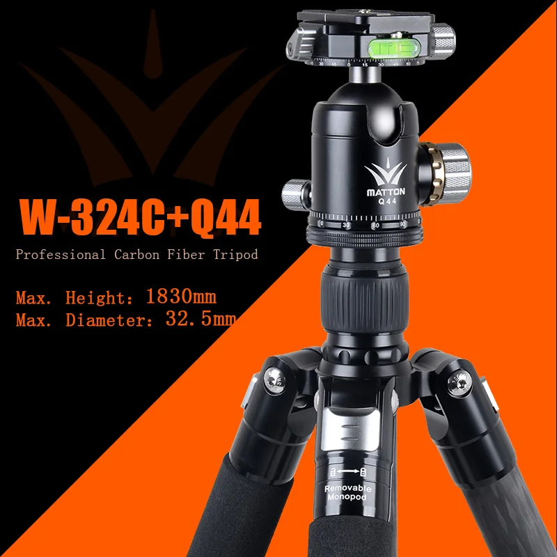 Matton W-324C+Q44 Professional Camera Tripod Quick Release Plate Hydraulic Damper Head Suit Tripe Tripodes Accessories