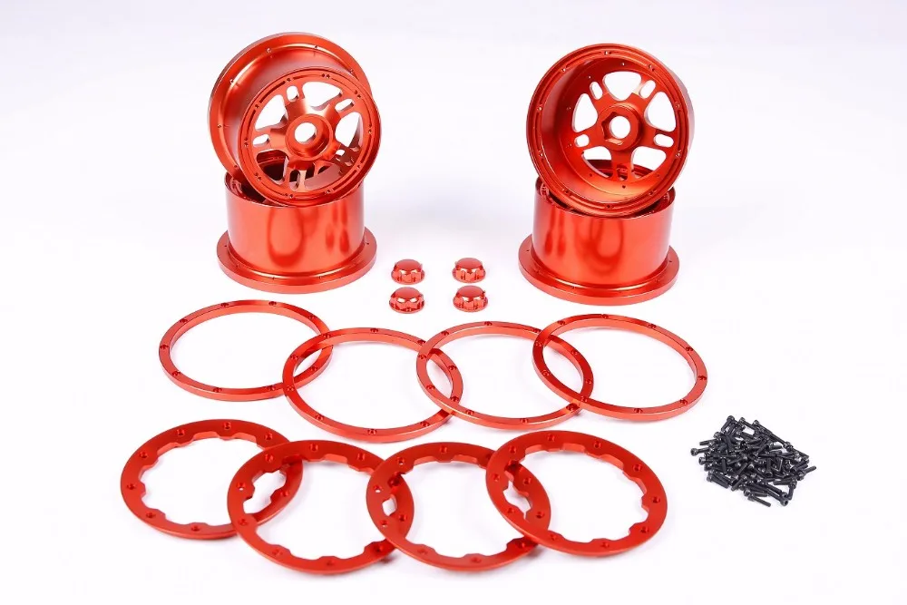 1/5 Scale Baja CNC Aluminum 5 Spoke Silver Wheels for 2WD HPI Baja 5B King Motor and Rovan Baja Buggies