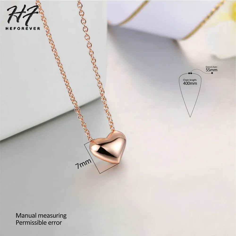 High-end Quality Romantic Heart Shaped Pendant Necklace for Women Rose White Gold Color Chain Fashion Jewelry Xmas Gift N099