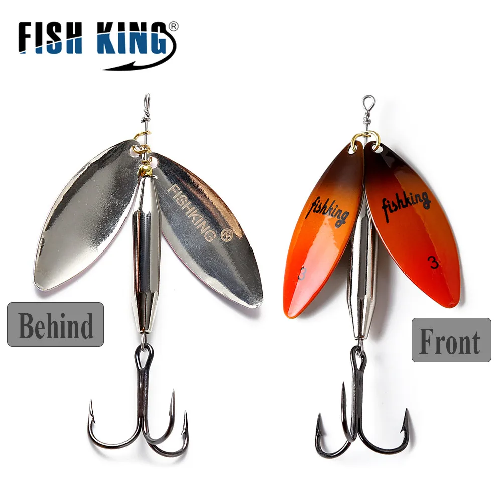 FISH KING Brass Material Long Cast Double Piece 10 Color With Treble Hook Fishing Lure