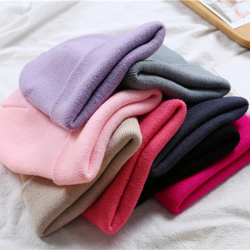 Hot Unisex Hat Beanie Autumn Winter Wool Blends Soft Warm Knitted Cap Men Women Solid Skull Cap Hats Ski Caps 23 Colors Beanies