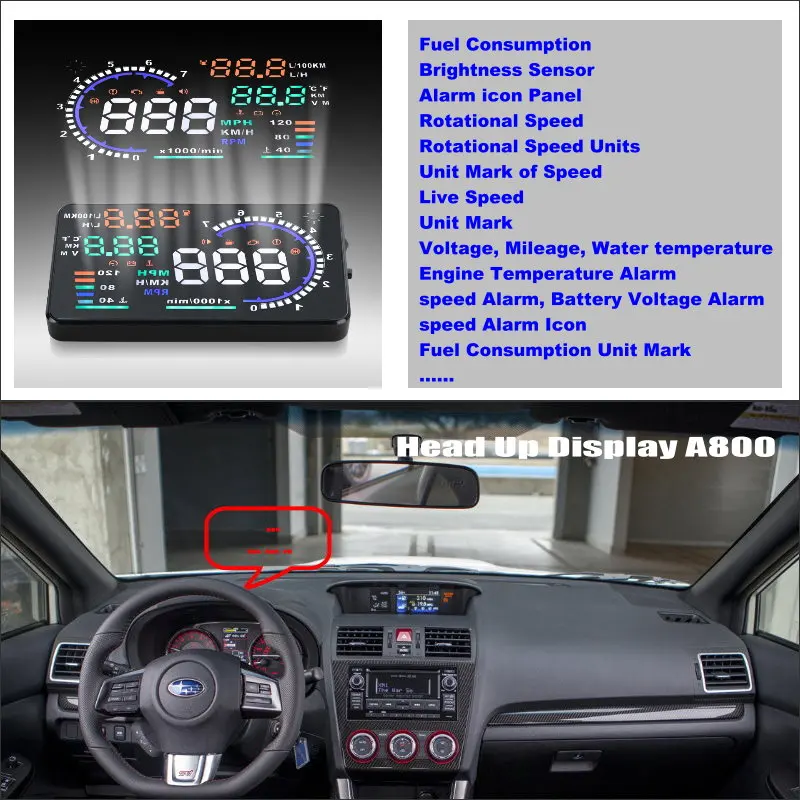 For Subaru WRX STi 2015 2016 Car Electronic Auto Accessories Universal Head Up Display HUD Plug And Play Driving Speed Alarm