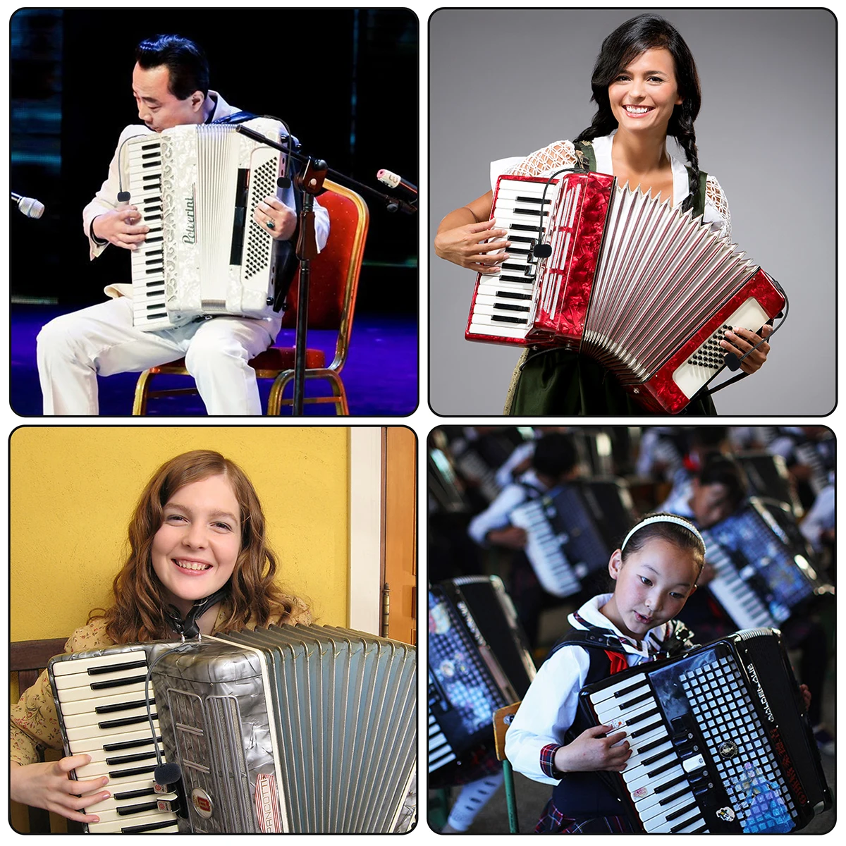 KIMAFUN Wired Dual Accordion Microphone Professional Condenser Musical Instrument High Fidelity Microphone for Accordion