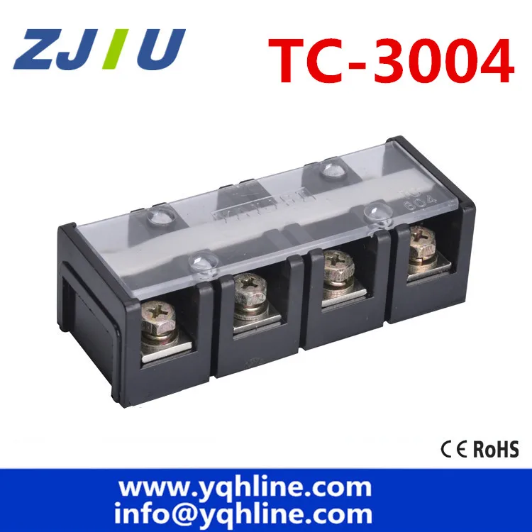 High-current 600V 300A Double Rows 4P 4 Positions Covered Barrier Screw Terminal Block Copper TC-3004 100% new!