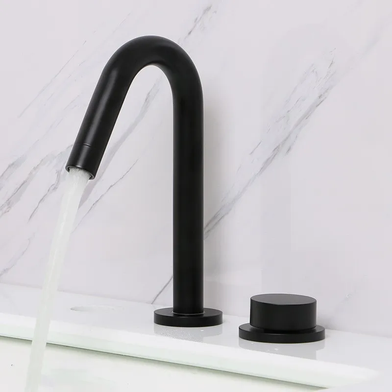 

Black plated brass bathroom sink faucet Basin Cold Hot water faucet,top quality 8 inches two holes One handles