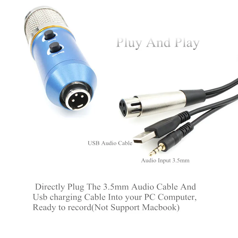ميكروفون مكثف USB احترافي قابل للتعديل 3.5 ملم bm 800 مع حامل سطح المكتب وميكروفون تسجيل الصوت للكمبيوتر الشخصي