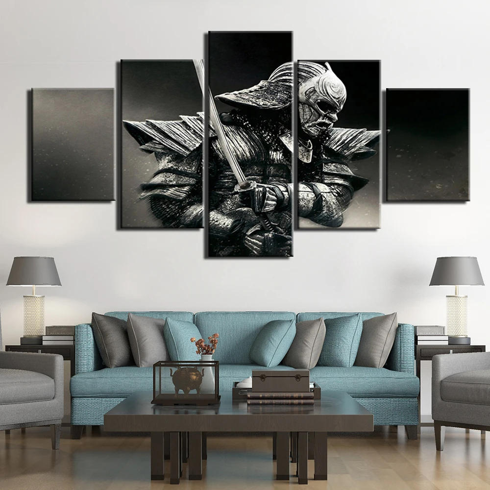 Wall Art Painting Canvas Print Samurai Warrior Pictures 5 Pieces Prints Poster For Living Room Home Decor Modern Artwork