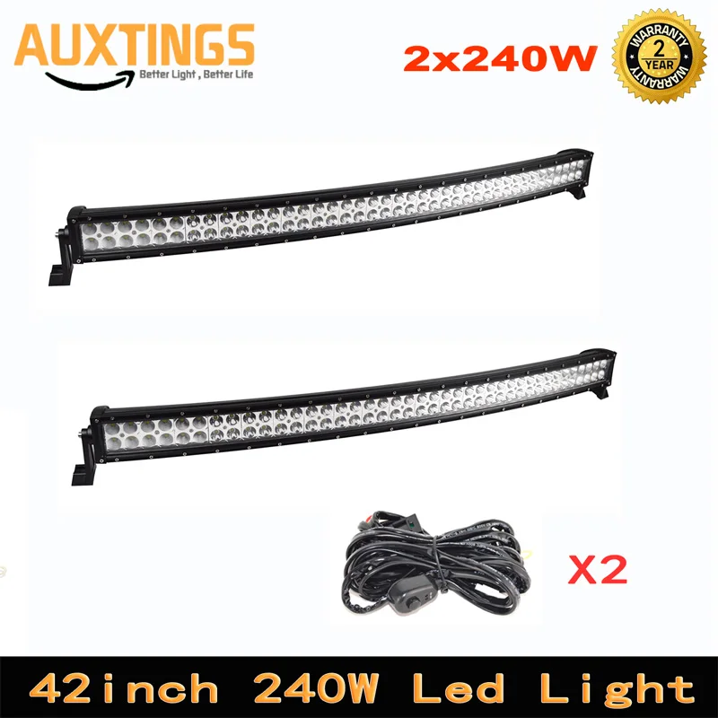 

42inch 2pcs 240W Curved LED Light Bar Offroad Led Bar Combo Beam Led Work Light Bar 12v 24v 4WD Driving Lamp