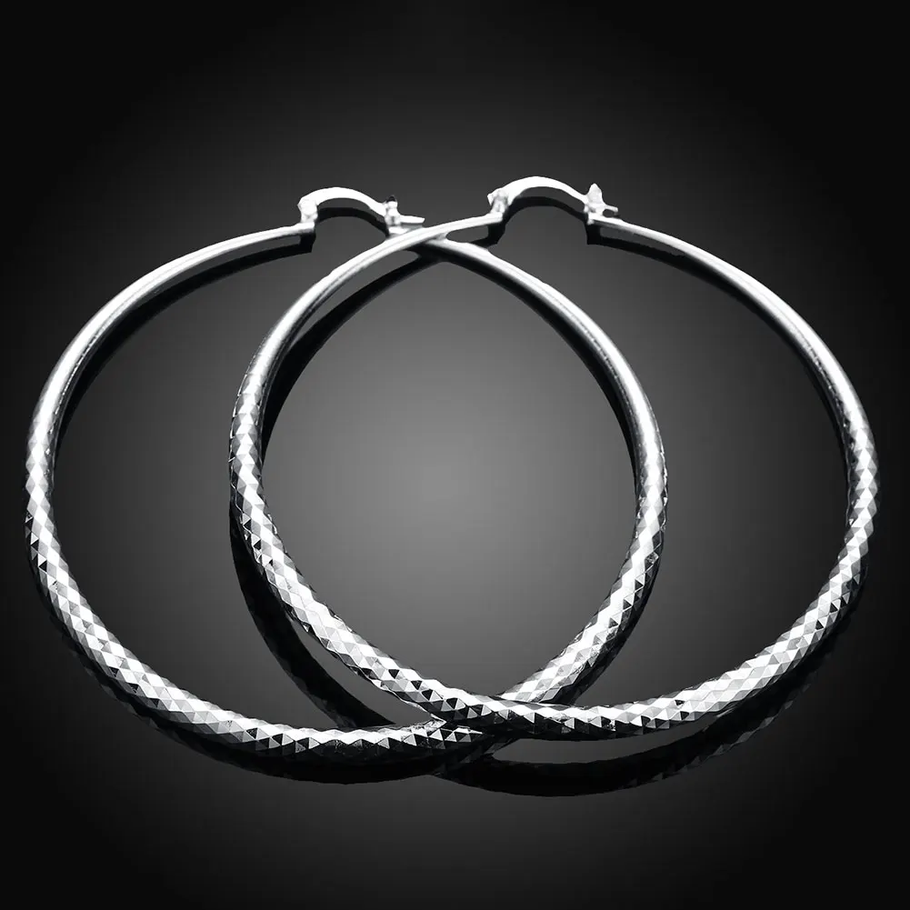 fashion beautiful top quality charm 7CM Silver color Earring big circle women lady Jewelry free shipping nice gift wedding E289