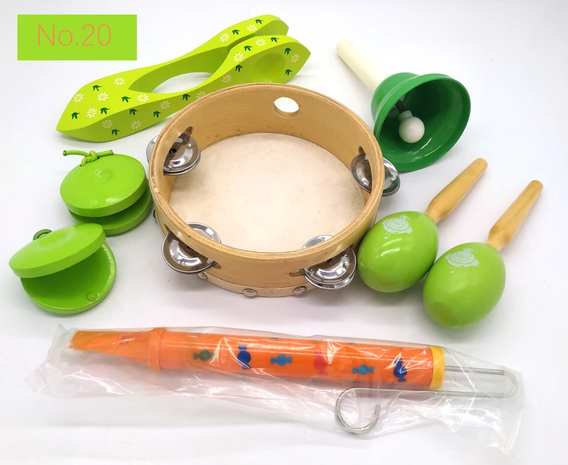 BIG SALE 6pc new musical instruments toy set wooden percussion instruments for baby preschool kids music rhythm educational