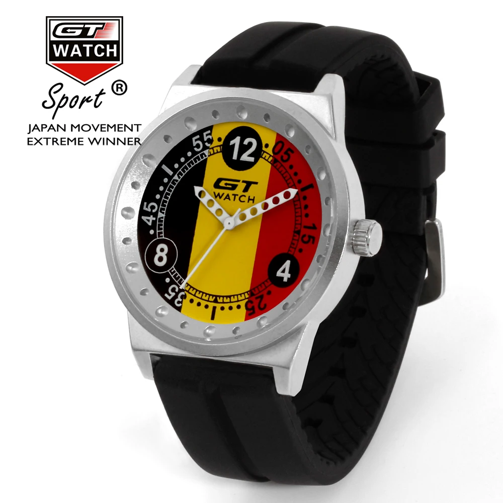 Gt Horloge Mannen Mode Merk Horloges Duitsland Vlag F1 Sport Horloges Siliconen Band Quartz-Horloge Relogio Masculino Reloj Hombre