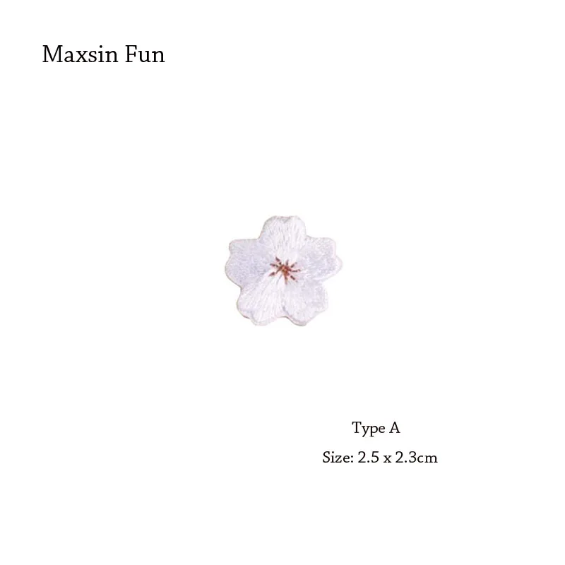 Maxsin Fun 10PCS Cheap Small Cherry Flower Patches Clothing Embroidery Iron On Applique For Kids Bags Dress Fabric Stickers