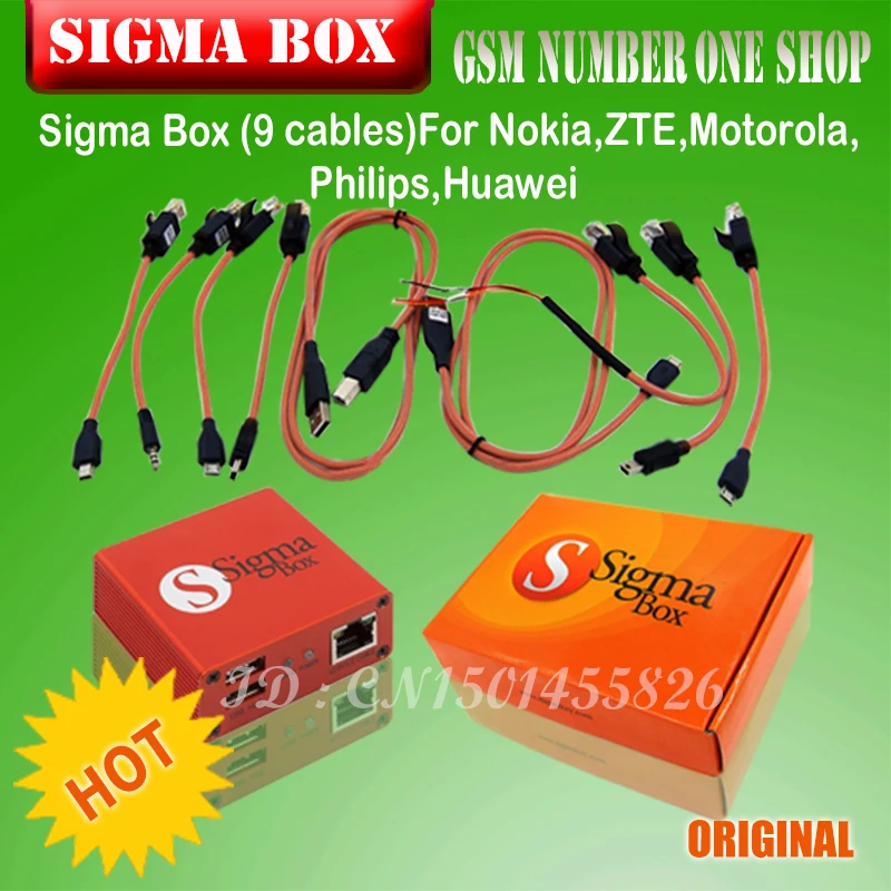 Sigma Box avec 9 câbles pour téléphone portable, 2024 d'origine, outil de réparation pour Va, Elec, Huawei, 100%, pas d'activation, PACK1