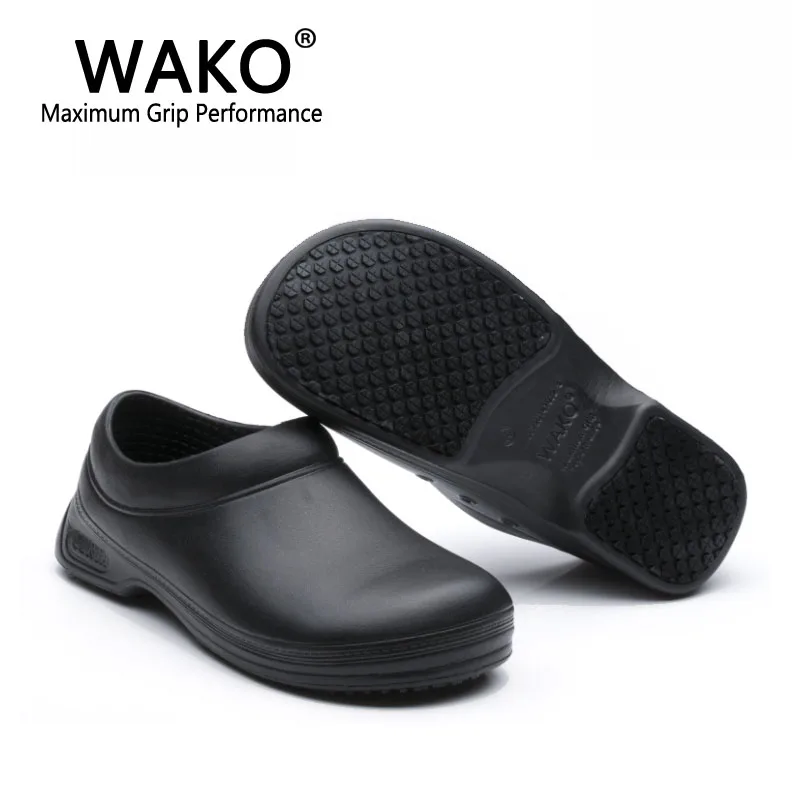 WAKO Men Chef Shoes Male Sandals for Kitchen Workers Super Anti-skid Man Non Slip Shoes Black Cook Shoes Safety Clogs Size 36-45