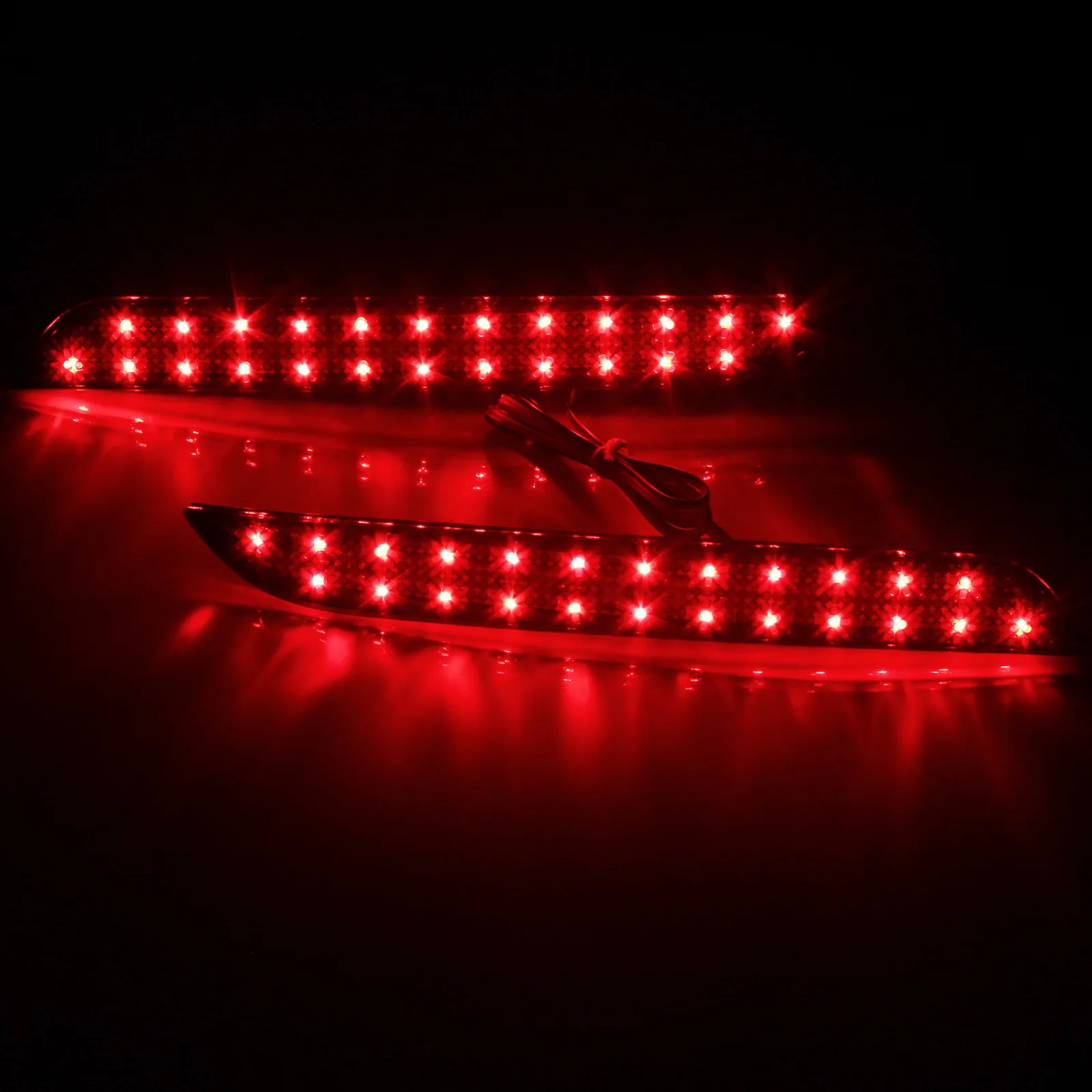 ANGRONG 2x Rear Bumper Reflector LED Brake Stop Light Black Lens For BMW 5 Series F10 F11 F18