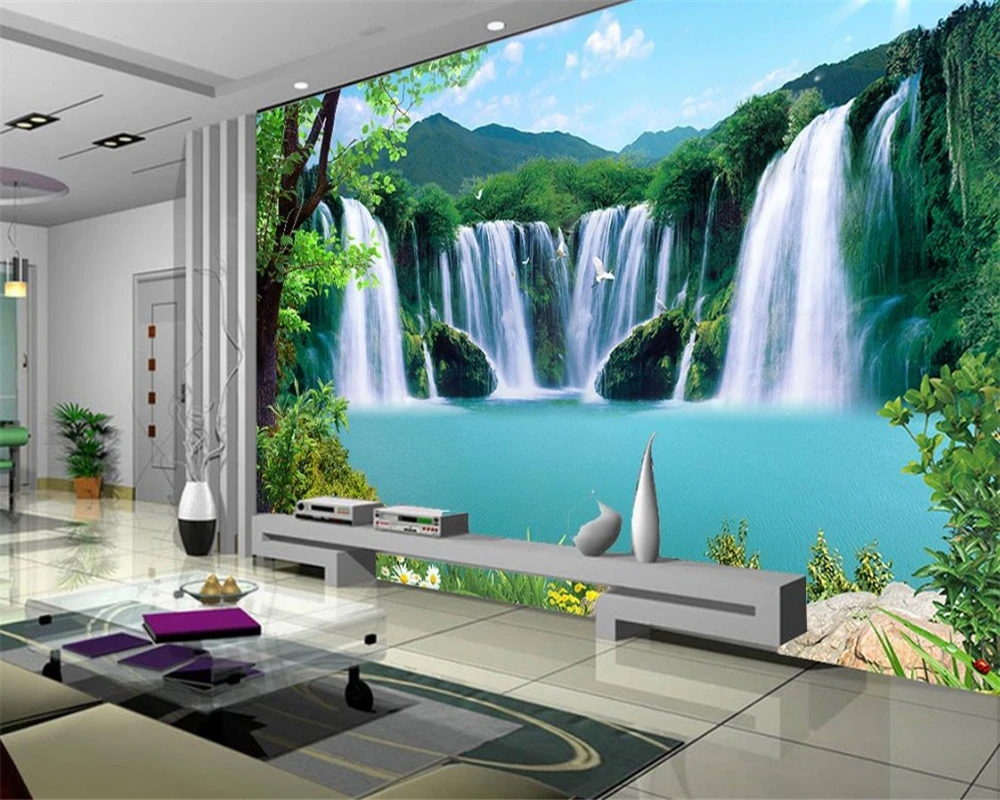 

Custom landscape wallpaper for walls 3 d photo natural Waterfall landscape wall TV backdrop 3d Relief material mural