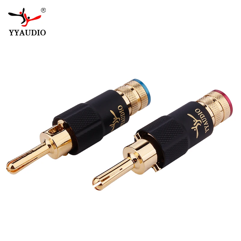 4 pz di Alta Qualità di Nuovo di Rame YYAUDIO Speaker Cable Spina A Banana con Serratura Amplificatore Altoparlante Connettore