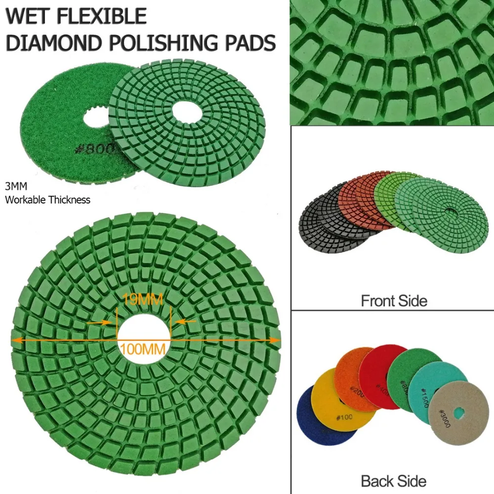 SHDIATOOL 7 개/대 대리석 & 화강암 직경 100mm 샌딩 디스크에 대 한 전문 프리미엄 품질 다이아몬드 연마 패드
