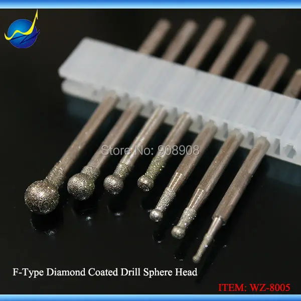 3 Sets Diamond Coated Drills Burrs 1.0mm to 5.0mm Spherical Head Tools for Glass Rock Mould Jewelry Metal Polish Shank 3/32