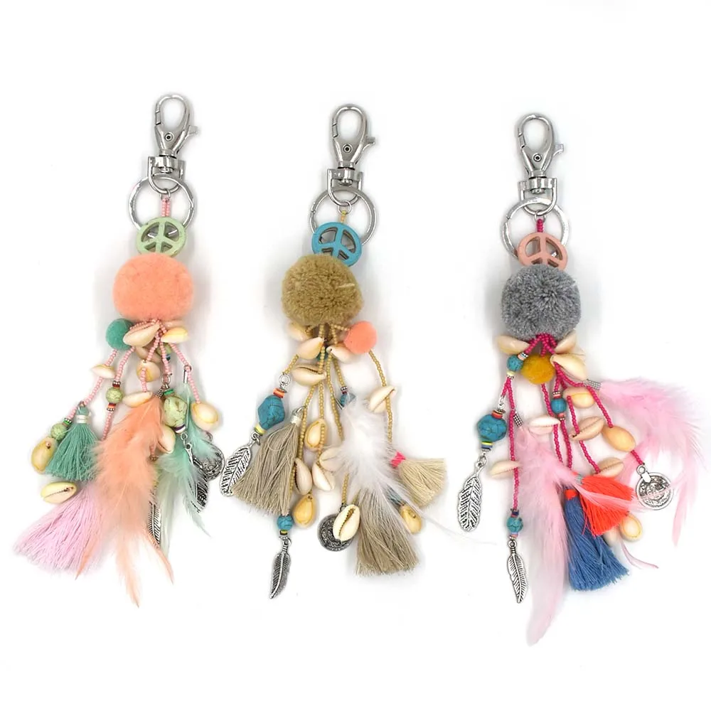 New Fashion Car Key Chains Lanyards Key Ring Key Finders Feather Tassel  Keychains Pompous Pendants Bag Rings Keychains