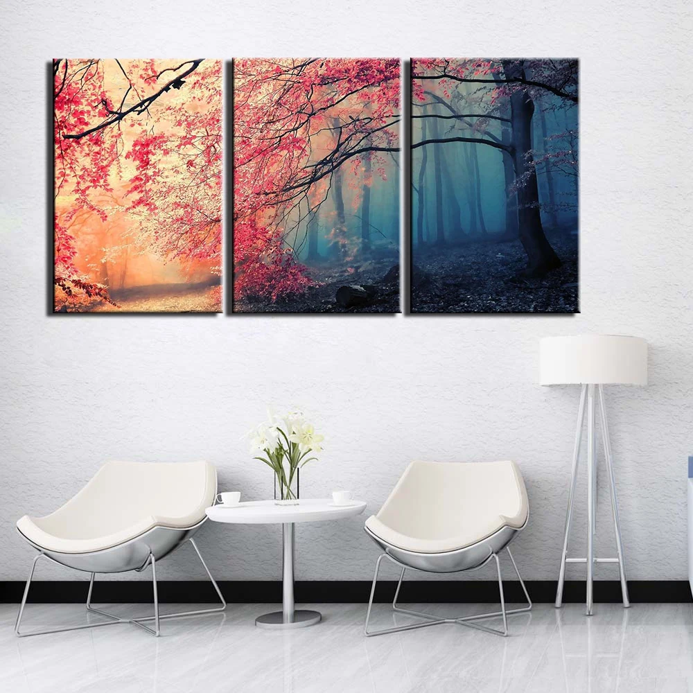 Canvas Pictures Art 3 Pieces Abstract Tree Poster Decor Living Room Wall HD Printing Paintings Framework HA853