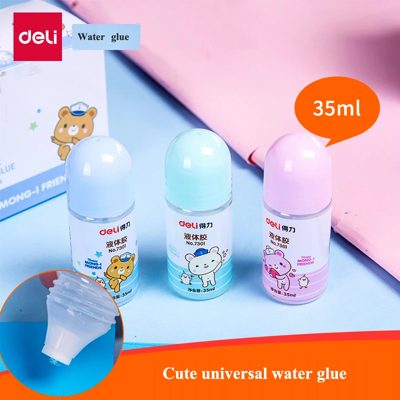 24PCS/BOX Deli 7301 mini water glue 35ml liquid glue office home school student water glue wholesale