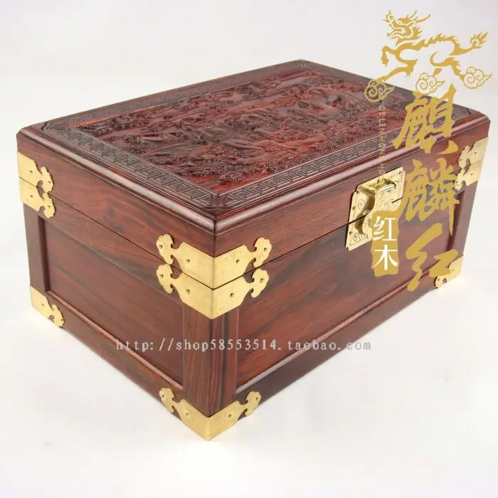 Kylin rosewood crafts old rosewood large embossed double jade jewelry box like 20152015 NEW