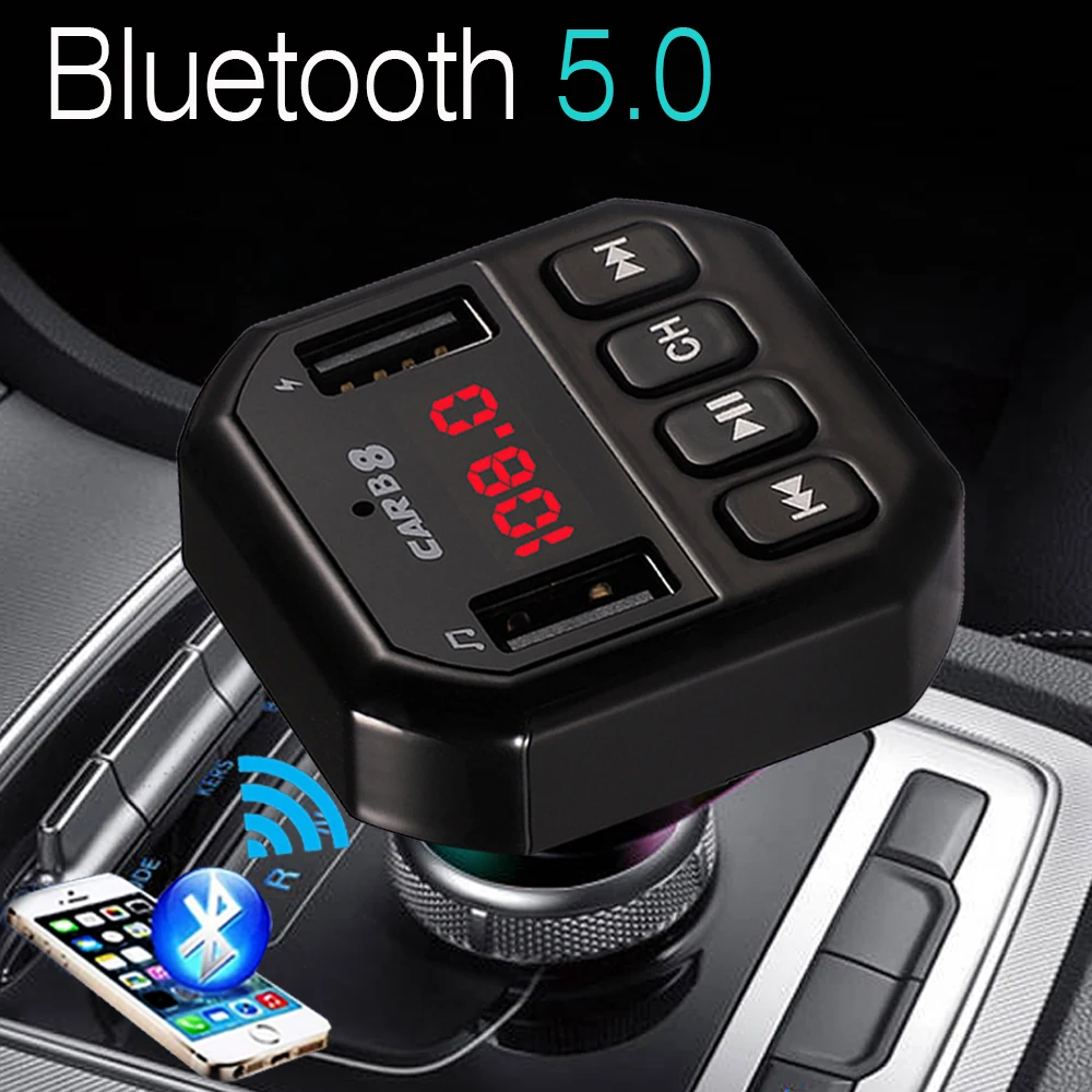 

Автомобильный MP3-плеер JINSERTA, Bluetooth 5,0 приемник, FM-передатчик, автомобильное зарядное устройство с двумя USB-портами, U-диск/TF-карта, музыкальный плеер без потерь качества