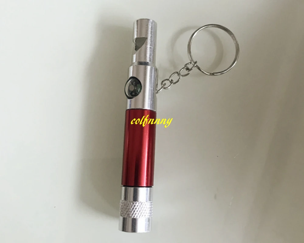 

1000pcs/lot Protable Aluminum Dog whistle keyring Pet training whistles With LED Torch Light & Compass keychain Whistle