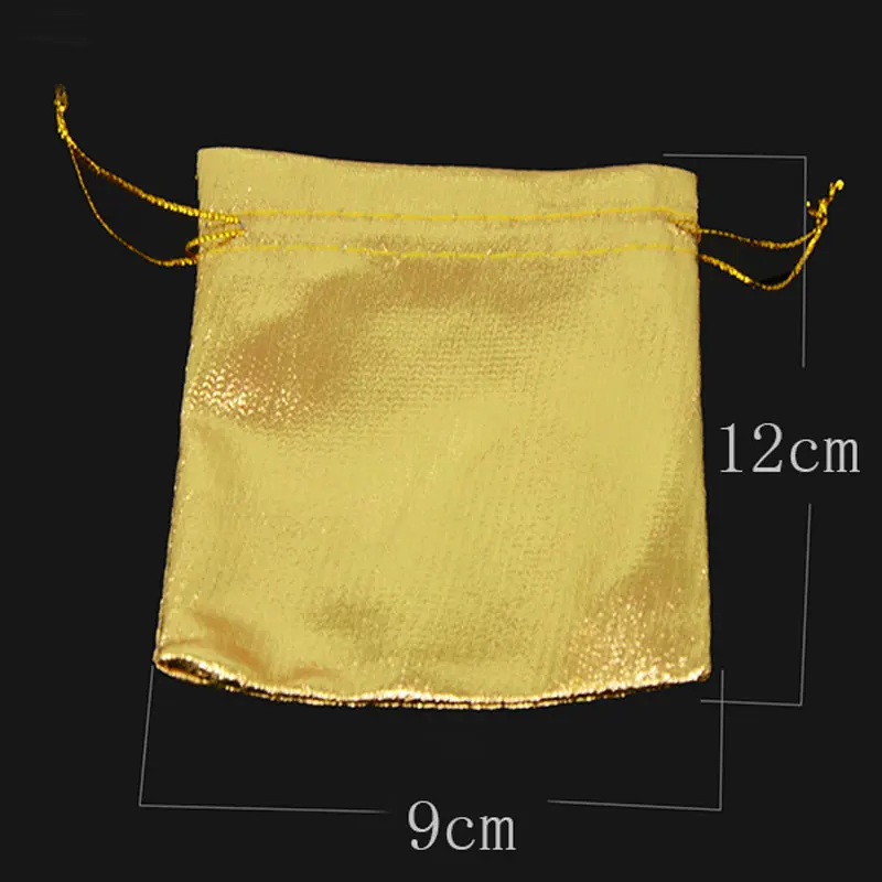 10pcs/bag Fabric Packing Bags 7x9 9x12 10x15cm Silver Color Gold Color Drawstring Wedding Party Jewelry Gift Bags & Pouches