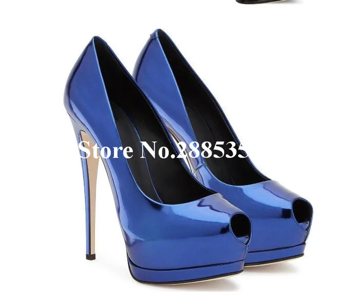 Sestito Sexy Patent Leather Shallow Cut Fish Mouth Platform Extremely High Heels Stiletto Pumps Office Lady Dress Shoes Women