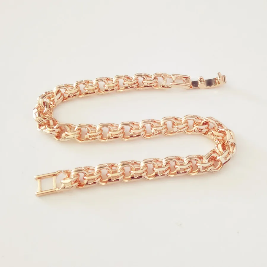 Bismark Bracelet New 585 Rose Gold Color Jewelry A Form of Weaving Long 6MM Wide Hand Catenary Gold Color Bracelet Men and Women