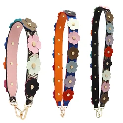 Flower 3D Design Bag Strap Women Shoulder Strap Leather Bag Handles Female Handbag Accessories Wide Purse Fashion Belt Custom