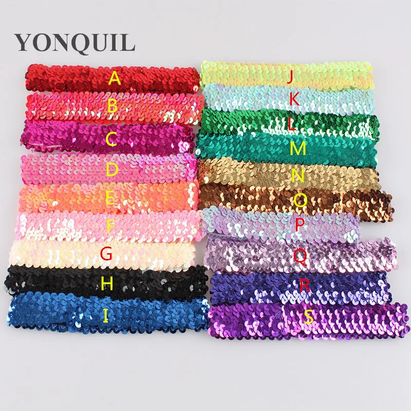 21Colors New Beautiful Glitter Sequins Headbands Girls Kids Hair Accessories Elastic Hair Band Sports Headwear 100Pcs/Lot