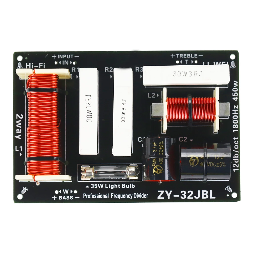 GHXAMP-Divisor de frecuencias de dos vías para altavoz, divisor de graves de Tweeter, 450W, 1,8 KHz, 4-8Ohm, 1 unidad