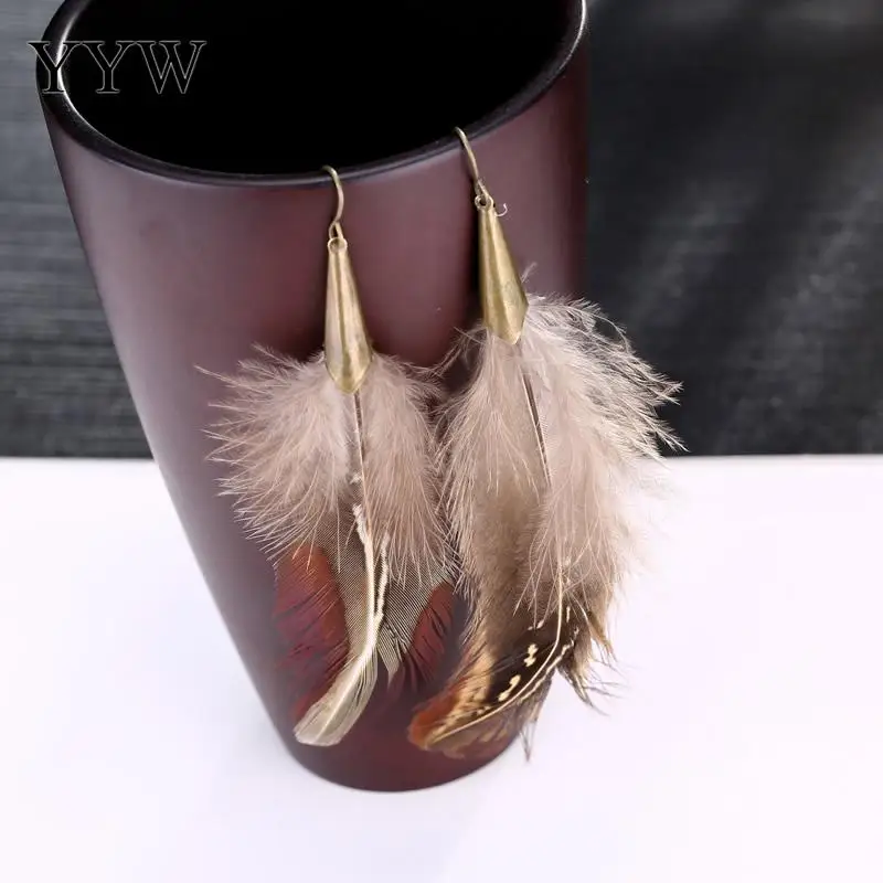 Wholesale Long Tassel Ethnic Style Fashion Statement Earring bohemian Feather Earrings Wedding Accessories 2021 New Arrival