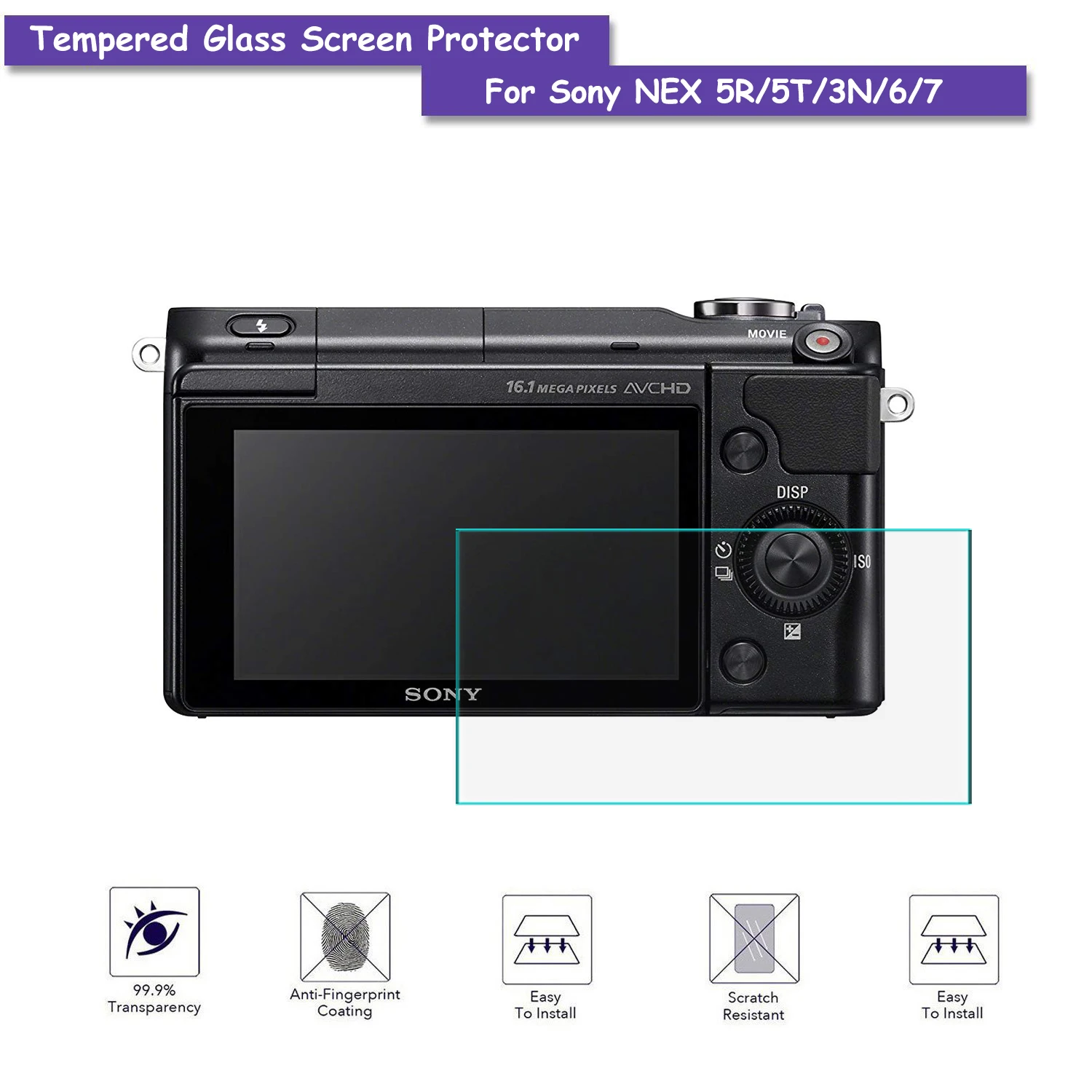 

9H Tempered Glass LCD Screen Protector Shield Film for Sony NEX 5R/5T/3N/6/NEX-6L/NEX-7 Camera Accessories