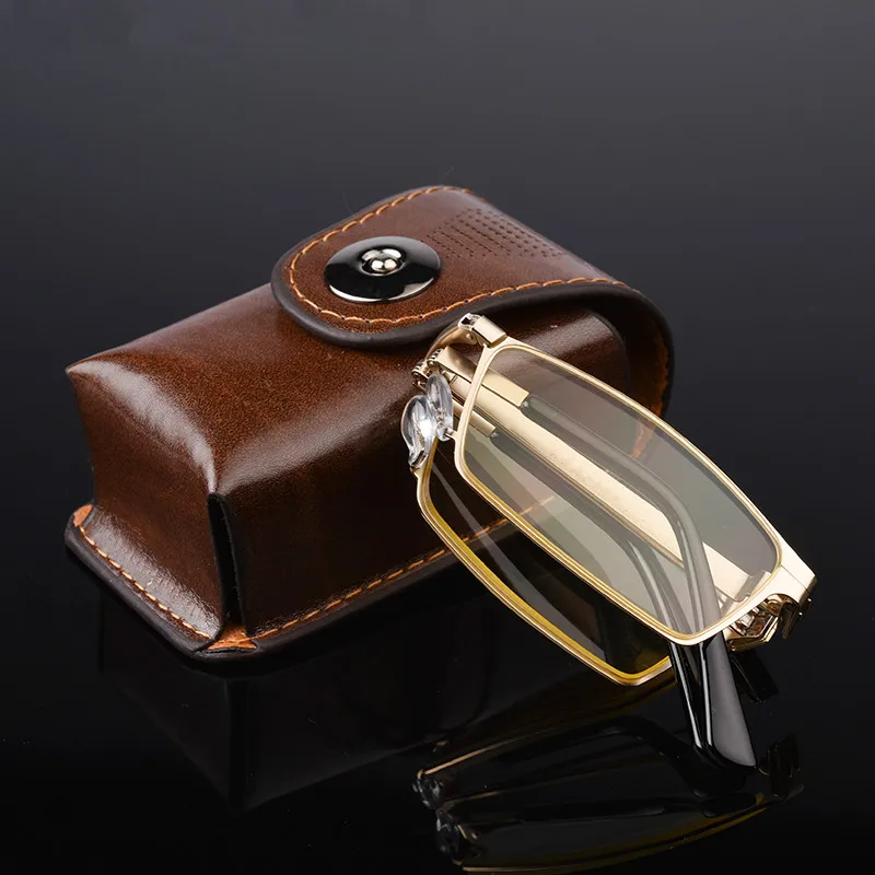 

High-end Folding Anti Blue Ray Reading glasses men Foldable Glasses With Case Presbyopic Eyeglasses +1.0+1.5+2.0+2.5+3.0+3.5+4.0