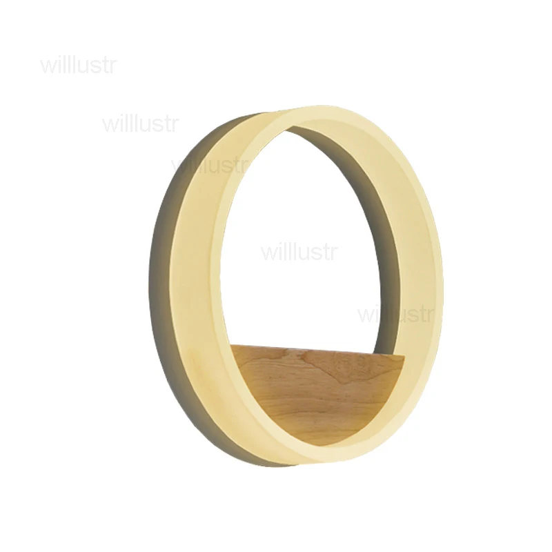 

round PMMA wood wall light LED wall lamp decor acrylic ring lobby bedroom hotel corridor restaurant dinning room bar loft