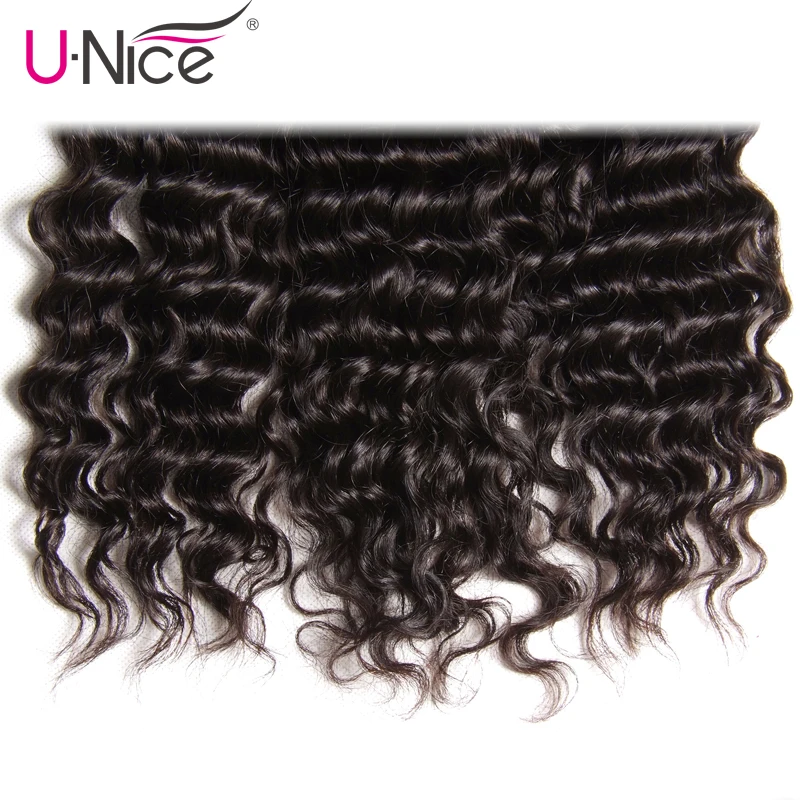 Unice Hair Deep Wave Brazilian Hair Weave Bundles 3 PCS Natural Color 100% Human Hair Weaving Remy Hair Extension 12-26 Inch